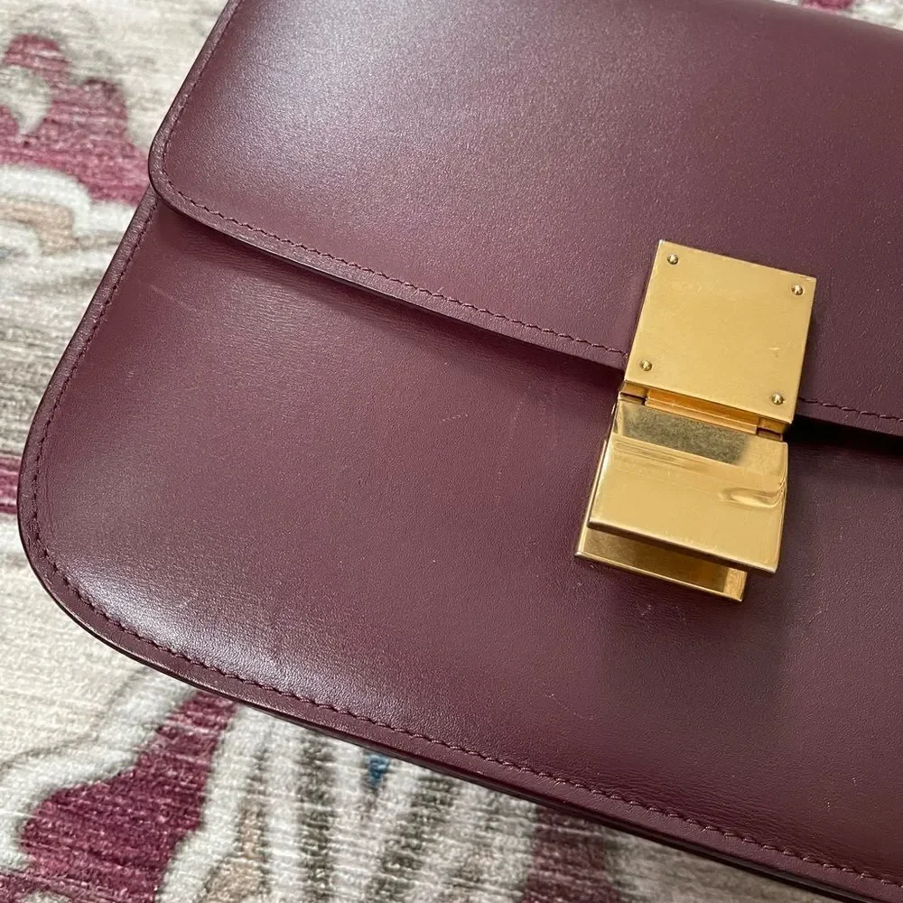 Celine Medium Box Bag Burgundy - Picture 4 of 9